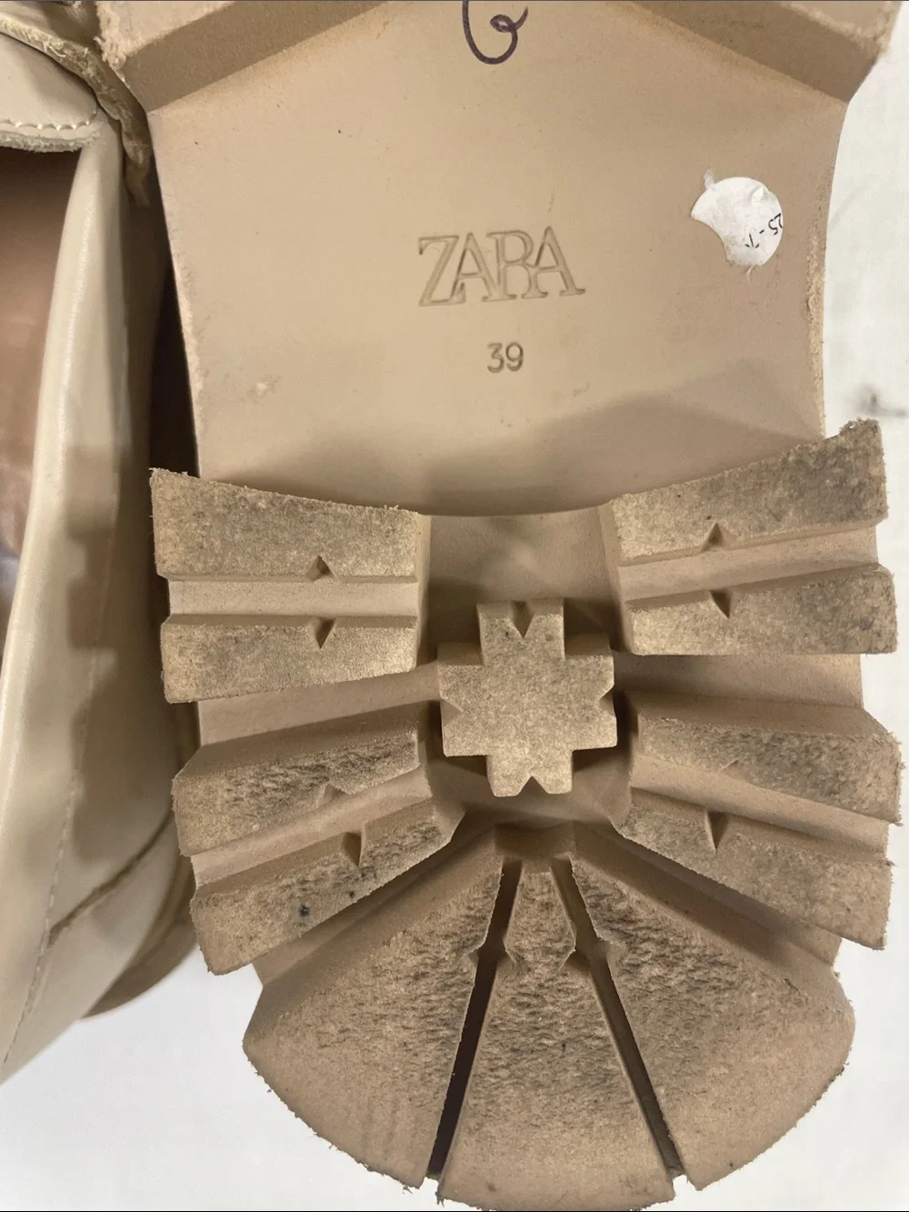 Zara Cream Leather Loafers with Gold Horsebit